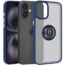 Avizar Coque pour iPhone 16 Bague Métallique Support Vidéo Bleu Nuit