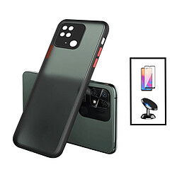 PHONECARE Kit Coque Anti Choque Caméra Protection + Film 5D Full Cover + Support Magnétique de Voiture Xiaomi Redmi 10C - Noir