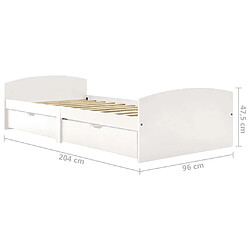 vidaXL Cadre de lit avec 2 tiroirs sans matelas blanc 90x200 cm pas cher