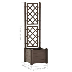 vidaXL Jardinière avec treillis 43x43x142 cm PP Moka pas cher