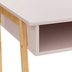 Pegane Table du bureau, meuble de bureau coloris rose et naturel - Longueur 58 x Profondeur 46 x Hauteur 52 cm