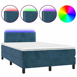 Maison Chic Lit adulte- Lit + matelas,Sommier à lattes de lit avec matelas LED bleu foncé 120x190 cm -GKD86705