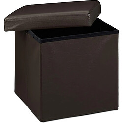 Helloshop26 Tabouret pouf banquette pliant meuble de rangement stable synthétique 38 cm marron 13_0002806_5