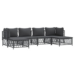 Avis Maison Chic Salon de jardin 6 pcs avec coussins - Table et chaises d'extérieur - Mobilier/Meubles de jardin Moderne anthracite acier -MN29921