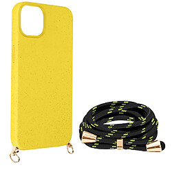 Avizar Coque cordon pour iPhone 15 Plus Silicone Recyclable Classic Case Bio Jaune