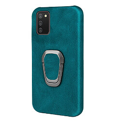 Coque en TPU + PU anti-rayures avec béquille à anneau rotatif cyan pour votre Samsung Galaxy A02s (164.2x75.9x9.1mm)