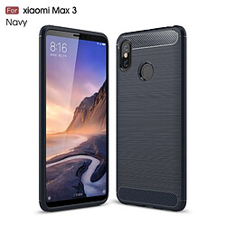 Wewoo Coque TPU Antichoc en Fibre de Carbone Texture Brossée pour Xiaomi Mi Max 3 Bleu Marine