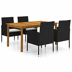 Salle à manger de jardin 5 pcs,Table et chaise à dîner Noir -MN82335