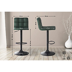 Decoshop26 Lot de 4 tabourets de bar envelours vert coutures décoratives piètement métal noir 10_0004504