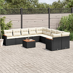 Maison Chic Salon de jardin 11 pcs avec coussins, Ensemble Tables et chaises d'extérieur noir résine tressée -GKD226618