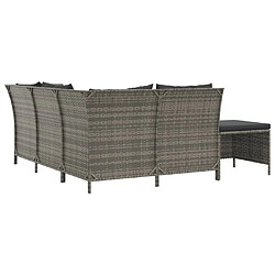 Acheter vidaXL Salon de jardin 4 pcs avec coussins Gris Résine tressée