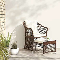 Maison Chic Salon de jardin 2 pcs avec coussins - Table et chaises d'extérieur - Mobilier/Meubles de jardin Moderne Marron Résine tressée -MN28321