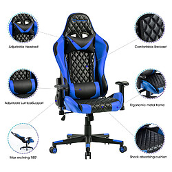 FOXSPORT Fauteuil gamer,siège e-sport,chaise gaming professionnel,siège de bureau réglable, accoudoirs 2D,dossier inclinable à 180°(bleu)