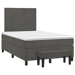 Maison Chic Lit adulte- Lit + matelas,Sommier à lattes de lit et matelas gris foncé 120x190cm velours -GKD76411