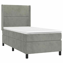 Avis Maison Chic Lit Adulte - Lit simple Lit à sommier tapissier et matelas moelleux - Meuble de Chambre - Gris clair 100x200cm Velours -MN30690