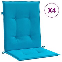 vidaXL Coussins de chaise de jardin à dossier bas lot de 4 bleu