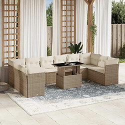 vidaXL Salon de jardin 11 pcs avec coussins beige résine tressée