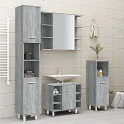 Avis Maison Chic Armoire de bain,Meuble de rangement de salle de bain,Meuble haut Sonoma gris 30x30x179 cm Bois d'ingénierie -GKD677010