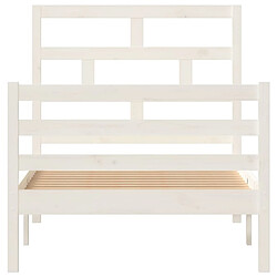 Avis vidaXL Cadre de lit sans matelas blanc bois massif 90x200 cm