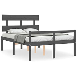 Maison Chic Lit adulte - Cadre Structure de lit avec tête de lit Contemporain gris double bois massif -MN81601