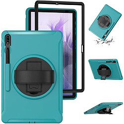 Coque en TPU + silicone avec béquille rotative à 360° et sangle bleu pour votre Samsung Galaxy Tab S7 FE T730/T735/T736B/T736N