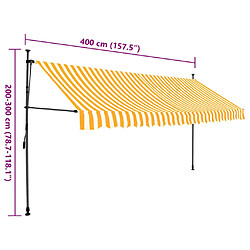 vidaXL Auvent manuel rétractable avec LED 400 cm Blanc et orange pas cher