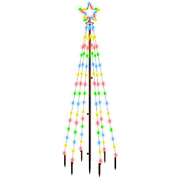 vidaXL Sapin de Noël avec piquet Coloré 108 LED 180 cm