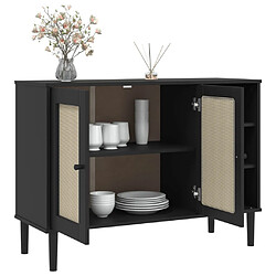 Avis vidaXL Buffet SENJA aspect rotin noir 112x40x80cm bois massif de pin