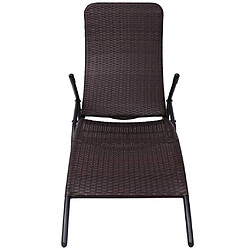 Helloshop26 Transat chaise longue bain de soleil lit de jardin terrasse meuble d'extérieur 61 x 147 x 95 cm pliable rotin synthétique marron 02_0012883