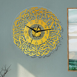 Horloge Murale Silencieuse à Quartz Islamique Acrylique Musulman Eid Ramadan Doré pas cher