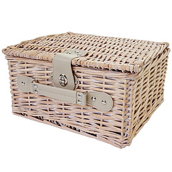 Decoshop26 Panier pique-nique pour 4 personnes sac pique-nique + glacière verre porcelaine inox beige DIV04032