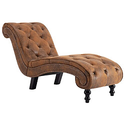 Maison Chic Chaise longue Jardin| Bain de soleil Relax | Transat Marron Similicuir daim -GKD21485