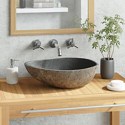 vidaXL Lavabo en pierre de rivière Ovale (37-46)x(29-36) cm