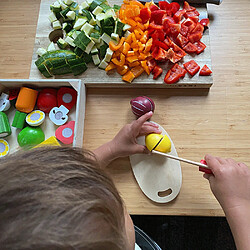 Bigjigs Toys Caisse de fruits à découper en bois pas cher