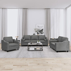 Maison Chic Ensemble de canapés 3 pcs coussins, Canapé droit Sofa pour Salon gris foncé tissu -GKD966235