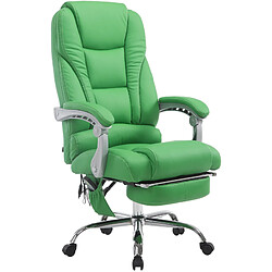 Decoshop26 Fauteuil de bureau avec fonction massage repose-pieds dossier inclinable en PVC vert 10_0002585