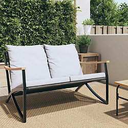 vidaXL Banc de jardin avec coussins 120 cm noir acier