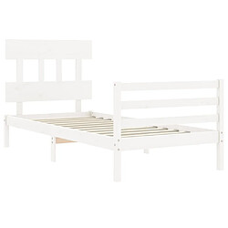 Maison Chic Lit adulte - Cadre Structure de lit avec tête de lit Contemporain blanc 90x200 cm bois massif -MN51408 pas cher