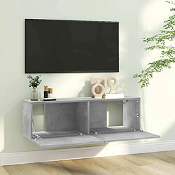 Avis Maison Chic Meuble TV scandinave - Banc TV pour salon Gris béton 100x30x30 cm Aggloméré -MN23549