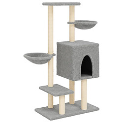 Helloshop26 Arbre à chat meuble tour grimper jouet grattage grattoir escalade plateforme avec griffoirs en sisal clair 117 cm gris 02_0022553