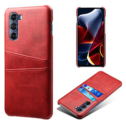 Coque en TPU + PU anti-rayures avec porte-cartes rouge pour votre Motorola Edge S30