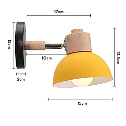 Stoex 15CM Applique Murale Rétro Moderne Applique Murale en Bois Et Métal, Angle Réglable, Lampe Murale Simple Pour Salon, Chambre À Coucher (Jaune) E27 pas cher