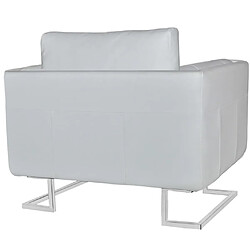 Avis vidaXL Fauteuil cube avec pieds chromés Blanc Similicuir