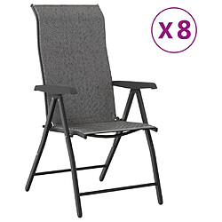 vidaXL Chaises pliables de jardin lot de 8 gris résine tressée