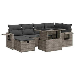 vidaXL Salon de jardin avec coussins 7 pcs gris résine tressée