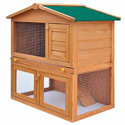 Helloshop26 Clapier d'extérieur enclos 93 x 60 x 97 cm pour petits animaux 3 portes bois 02_0000620