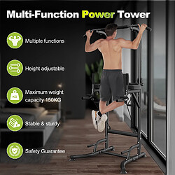 Power Tower Dip Station, Rattantree barre de tractions, multifonction pour entraînement de force dans la salle de sport à domicile, chargeable 330LBS Noir pas cher