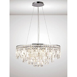 Luminaire Center Suspension Maddison rond 8 Ampoules G9 chrome poli/cristal