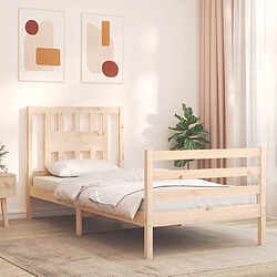 Maison Chic Lit adulte - Cadre de lit et tête de lit,Structure du lit Contemporain pour chambre 100x200 cm bois massif -MN73501