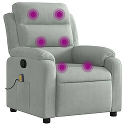 vidaXL Fauteuil de massage inclinable gris clair velours